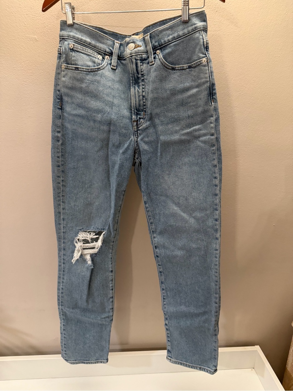 Madewell The Perfect Vintage Jean Light Wash Distressed High Rise Tapered 28
